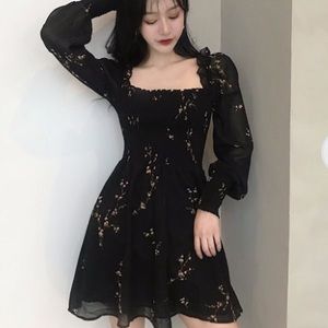 NWT Square neck black mini dress w/ elastic waist